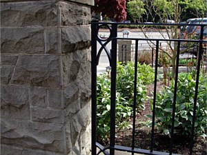Stone and metal railing detail