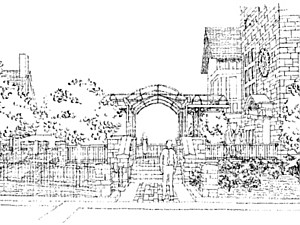 Front Entry sketch with future metal and glass canopy
